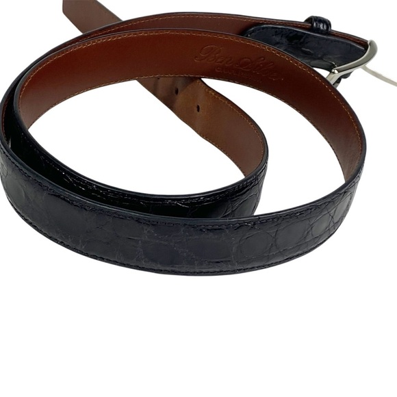 BEN SILVER Charleston Shiny Finish Crocodile Belt Black 42 - Picture 8 of 12